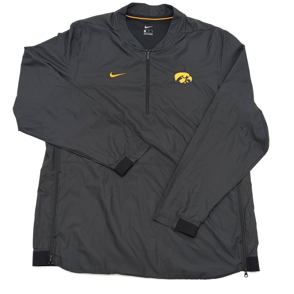 NIKE Iowa Hawkeyes 1/4 Zip Windbreaker Mens XL Black Long Sleeve